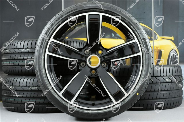 20-inch summer wheels set Carrera Sport, rims 8,5J x 20 ET49 + 11,5J x 20 ET56 + summer tyres 245/35 R20 + 305/30 R20, black high gloss