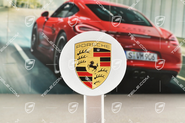 Center cap, concave, coloured Porsche crest