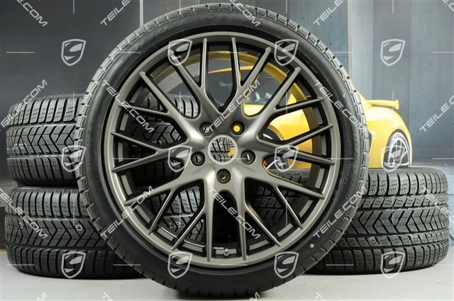 21" Winterräder Satz "SportDesign", Felgen 9,5 J x 21 ET71 + 10,5 J x 21 ET71 + NEUE Pirelli Sottozero III Winterreifen 275/35 R21 + 315/30 R21, Platinum Seidenmatt