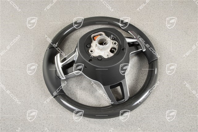 Multifunction steering wheel, PDK, Leather/Carbon, Heated, Black
