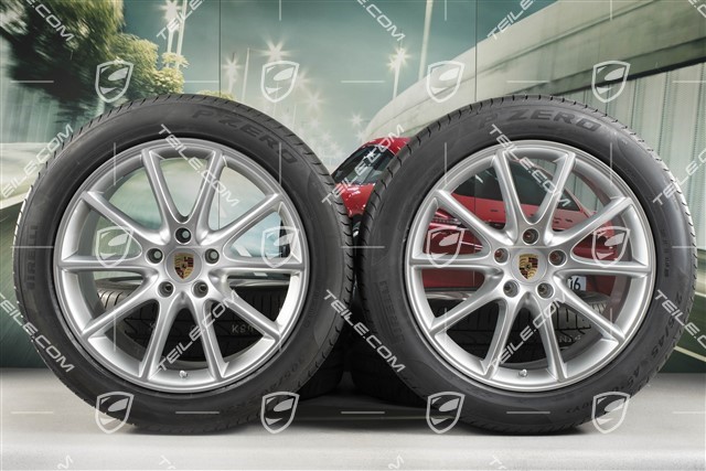 20-inch Cayenne Design summer wheel set, rims 9J x 20 ET50 + 10,5J x 20 ET64 + NEW Pirelli summer tyres 275/45 R20 + 305/40 R20, with TPMS