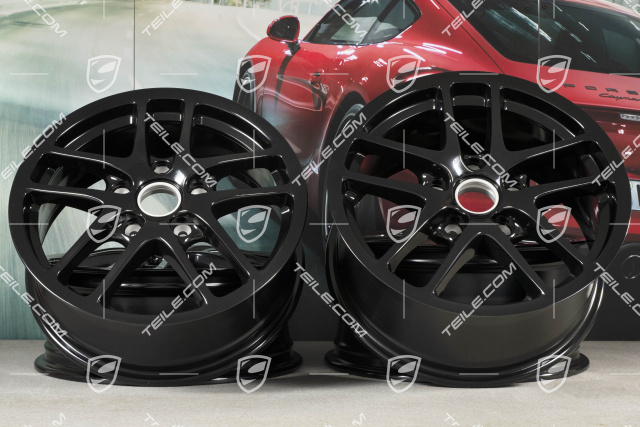 17-inch Cayman wheel set, front 6,5J x 17 ET55 + rear 8J x 17 ET40, black high gloss