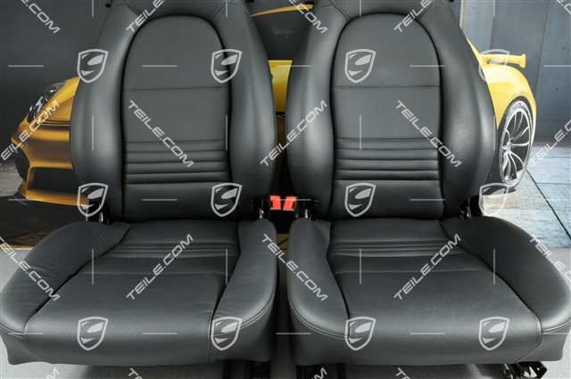 Seats, manual adjustable, heating, leather, black, good condition, set (L+R)