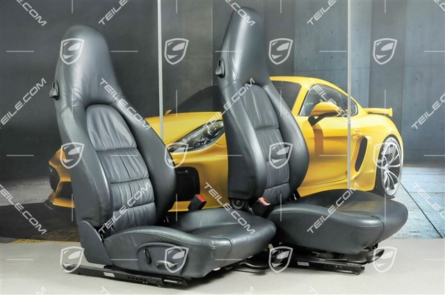 Seats, manual adjustable, leather, Metropole blue, Draped, set (L+R)