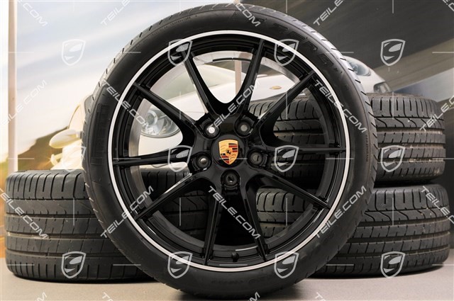 20-inch Carrera S (III) summer wheel set, black, 8,5J x 20 RT51 + 11J x 20 ET70, tyres 245/35 ZR20 + 295/30 ZR20, with TPM