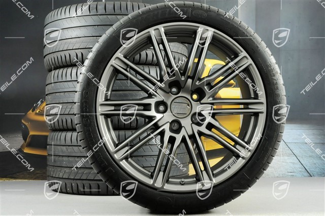 21" Koła letnie SportEdition, felgi 10J x 21 ET 50 + NOWE opony letnie Michelin 295/35 R21, Platinum satynowy półmat, z czujnikami ciśnienia