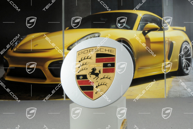 Hub cap, convex, crest coloured, Brilliant silver