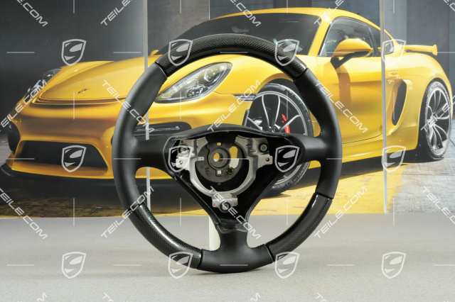 3-spoke steering wheel, carbon, black leather