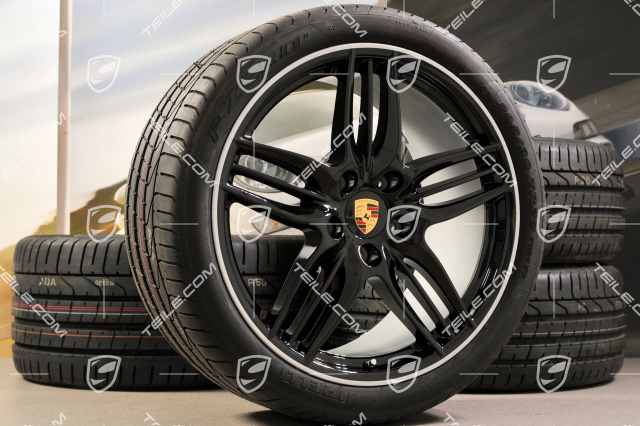 20-inch SportDesign summer wheel set, Black - exlusive 911, 8,5J x 20 ET51 + 11J x 20 ET70, tyres 245/35 ZR20 + 295/30 ZR20, with TPM