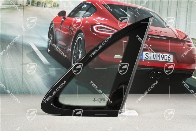 Side window with moulding, aluminium package Black, Green heat-Insulating glass in rear, R