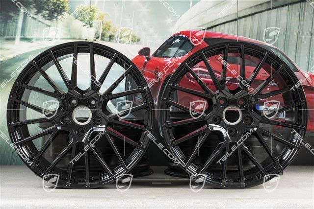 21-inch wheel rim set Cayenne RS Spyder, 11J x 21 ET58 + 9,5J x 21 ET46, black high gloss