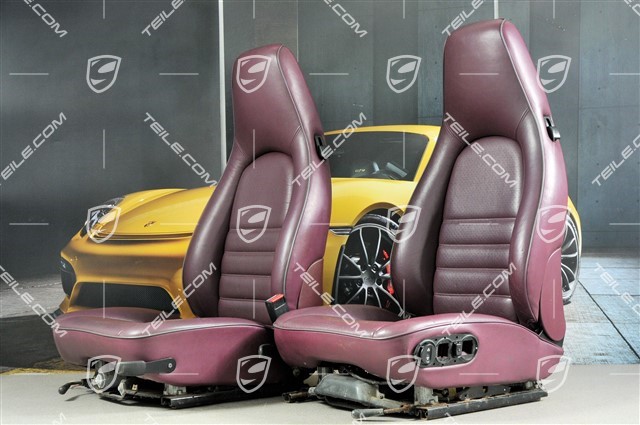 Seat, leather-leatherette, Magenta, set L+R