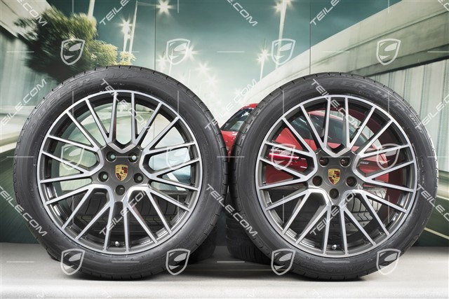 21-inch Cayenne RS Spyder summer wheel set, rims 9,5J x 21 ET46 + 11,0J x 21 ET58 + NEW Bridgestone Dueler H/P Sport summer tyres 285/40 R21 + 315/35 R21, with TPMS,