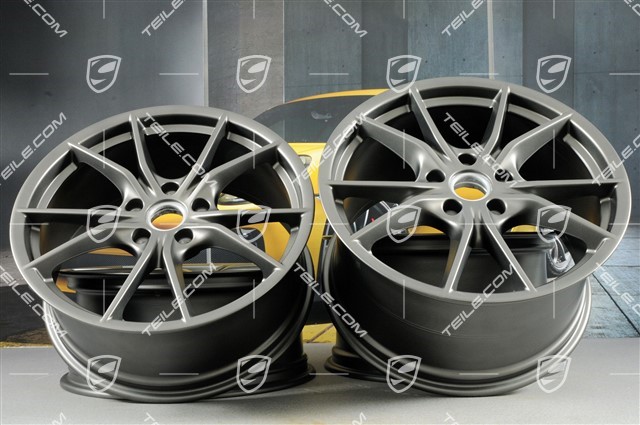 20" Felgensatz Carrera S IV, 8,5J x 20 ET49 + 11J x 20 ET78, für Winterbetrieb, C2/C2S, Platinum-Seidenmatt