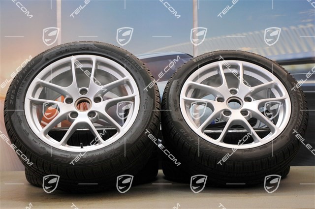 18-inch winter wheels set "Cayman", rims 8J x 18 ET57 + 9J x 18 ET47 + NEW winter tyres Pirelli SottoZero2 N0 235/45 R18 + 265/45 R18, without TPM sensors