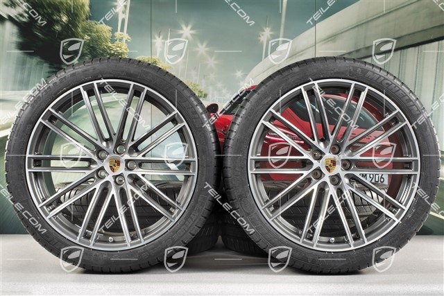 21" Turbo IV Design summer wheel set, wheel rims 9,5J x 21 ET27 + 10J x 21 ET19 + NEW Michelin summer tyres 265/40 R21 + 295/35 R21, with TPM