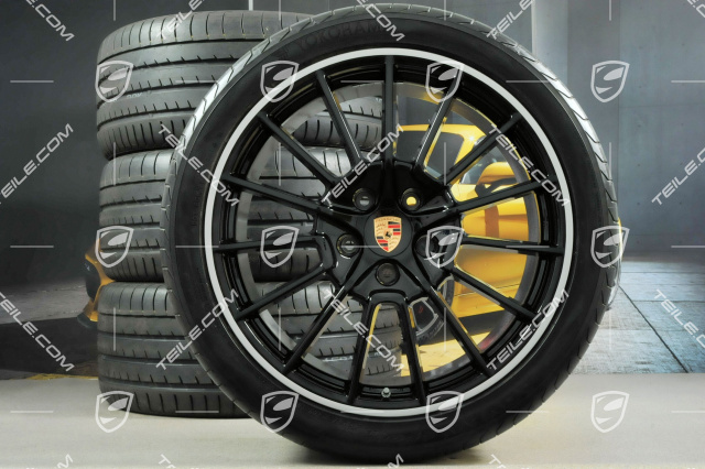 21-inch Cayenne SportPlus wheel set, wheels 10Jx21 ET50 + 10Jx21 ET45, tyres 295/35 R21Y, in black