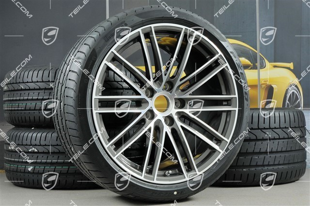 20" summer wheels set 911 Turbo IV, rims 11,5J x 20 ET56 + 9J x 20 ET51 + NEW summer tyres 305/30 ZR20 + 245/35 ZR20, Titan, minimal traces...
