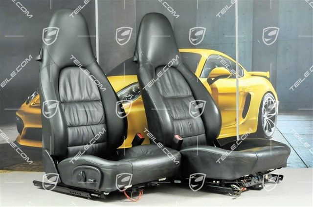 Seats, el adjustable, leather, Black, Draped, set (L+R)