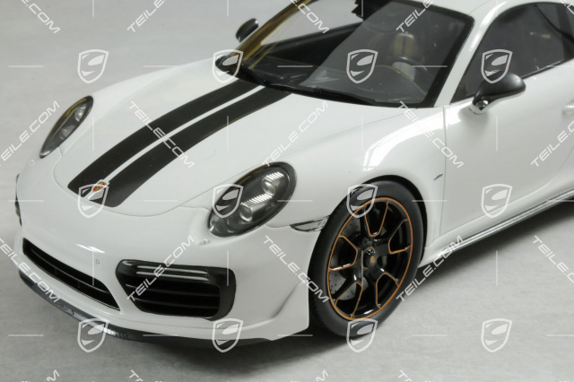 911 Turbo S, Exclusive Series, carrara white metallic, black/golden yellow 1:18, DieCast