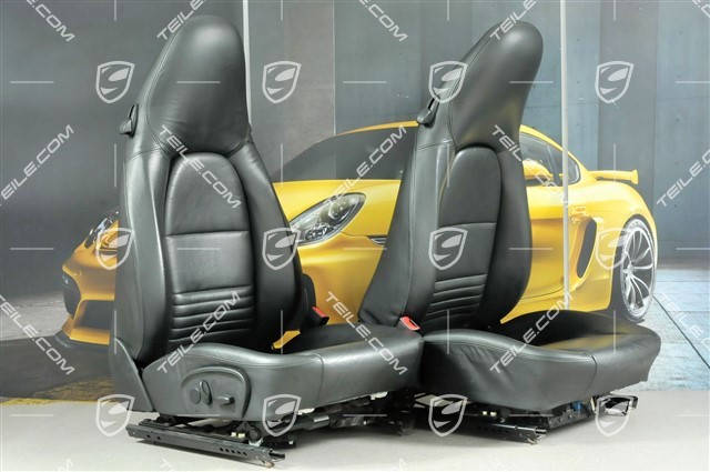 Seats, el adjustable, heating, leather, Black, set (L+R)