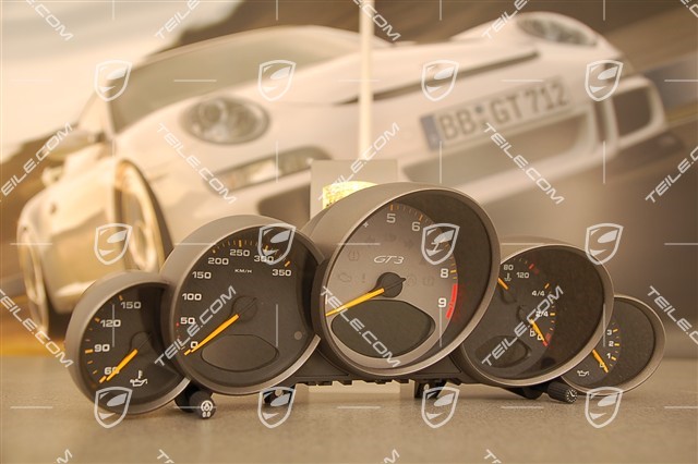 Instrument cluster, GT3 / GT3 RS, 6-speed, black face gauges