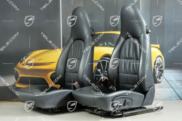 Seats, el adjustable, heating, leather, Metropole blue, Draped, set (L+R)