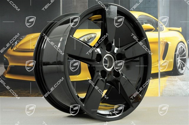 19-inch Cayman S wheel set, 8J x 19 x ET 57 + 9,5J x 19 x ET 45, black high gloss