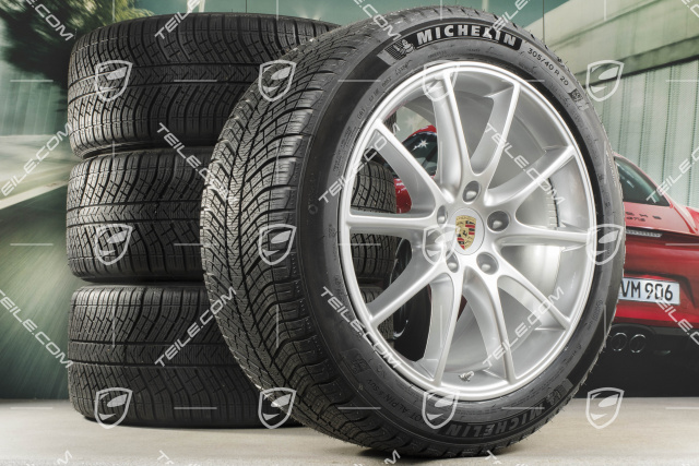 20" Cayenne Design Winterräder Satz, Felgen 9J x 20 ET50 + 10,5J x 20 ET64 + Michelin Winterreifen 275/45 R20 + 305/40 R20, mit RDK-Sensoren