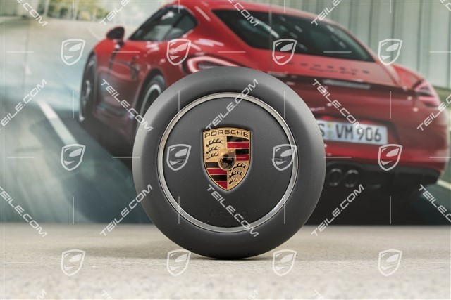 Steering wheel Airbag unit, leather, Black, GT4