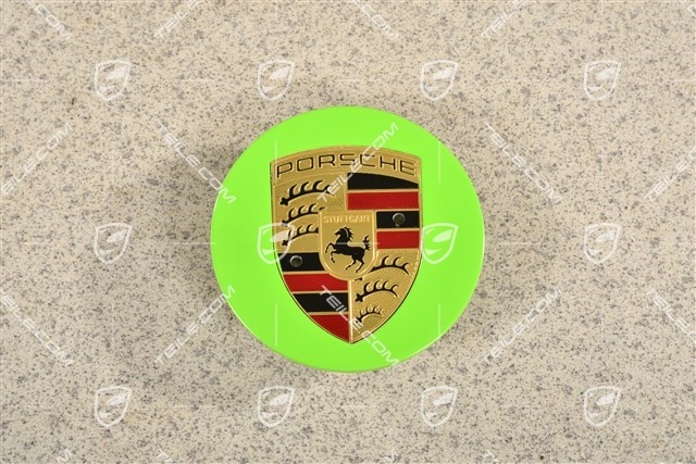 Radzierdeckel, konvex, Wappen farbig, Lizard green
