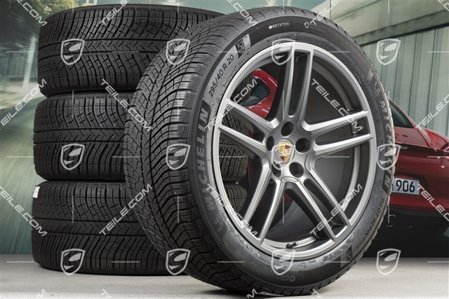 20-inch "Macan Turbo" winter wheels set, rims 9J x 20 ET26 + 10J x 20 ET19 + Michelin Latitude Alpin 5 winter tyres 265/45 R20 + 295/40 R20, Platinum satin mat, with TPMS