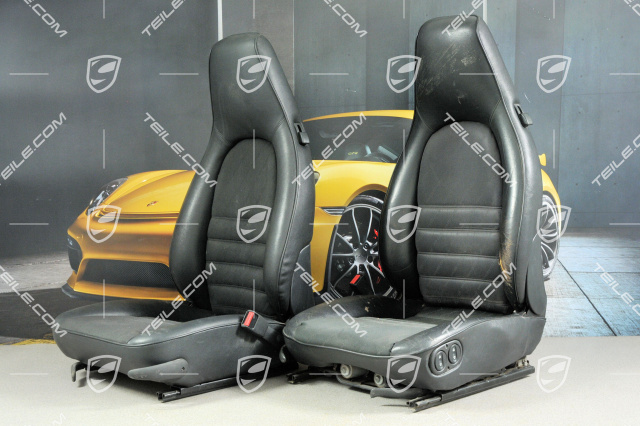 Seat, leatherette + fabric with Porsche logo, black, L+R