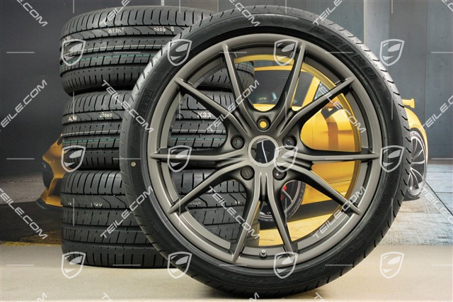 20" koła letnie, komplet Carrera S IV, Felgi 8,5 J x 20 ET49 + 11,5 J x 20 ET56 + NOWE opony letnie Pirelli 245/35 ZR20+305/30 ZR20, Platinum, z czujnikami ciśnienia