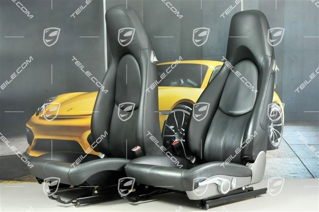 Seats, manual adjustable, heating, leather, black, set (L+R)