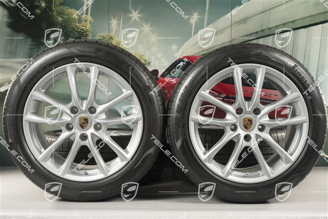 19" Koła letnie, komplet "Panamera S", felgi 9J x 19 ET64 + 10,5 J x 19 ET62 + NOWE opony letnie Pirelli 265/45 R19 + 295/40 R19