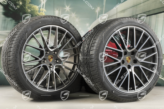 21" Cayenne RS Spyder Winterräder Satz, Felgen 9,5J x 21 ET46 + 11,0J x 21 ET58 + NEUE Pirelli Winterreifen 275/40 R21 + 305/35 R21, mit RDK-Sensoren