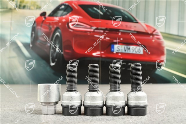 TEILE.COM | Anti-theft wheel bolt set (4 pcs.), incl. adapter, Black ...