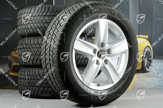 18-inch Cayenne S III winter wheel set, wheels 8 J x 18 ET 53 + NEW winter tyres Michelin 255/55 R 18 109V XL M+S, with TPMS