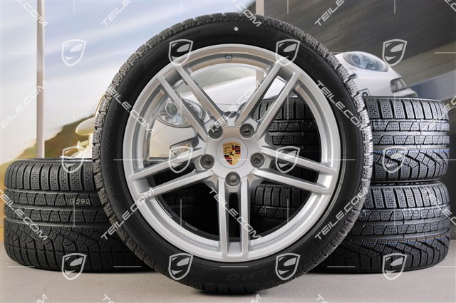 19" Komplet kół zimowych Carrera, felgi 8,5J x 19 ET54 + 11J x 19 ET48 + opony zimowe Pirelli 235/40 R19 + 295/35 R19, z czujnikami ciśni