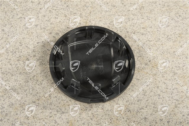 Wheel hub cap, black satin matt / crest silver
