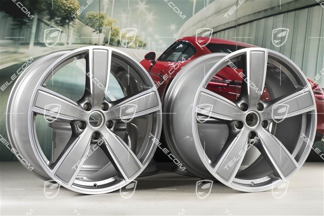 22-inch wheel rim set, Cayenne Sport Classic, 10J x 22 ET48 + 11,5J x 22 ET61, Platinum Silver