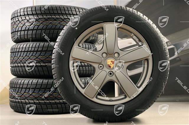 19" winter wheels set Cayenne Sport Classic, rims 8,5J x 19 ET59 + Dunlop winter tires 265/50 R19, Platinum (semigloss), with TPM