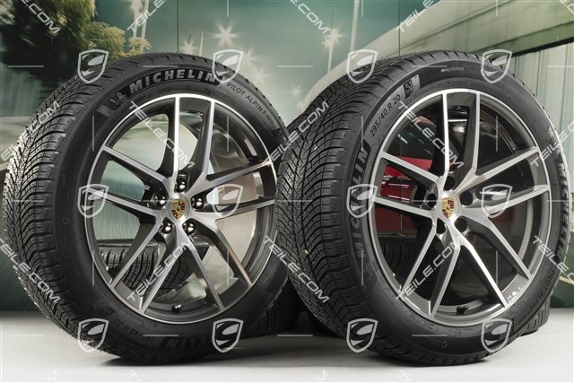 20-inch "Macan S" winter wheels set, rims 9J x 20 ET26 + 10J x 20 ET19, Michelin winter tyres 265/45 R 20 + 295/40 R 20, titanium dark/burnished, with TPMS