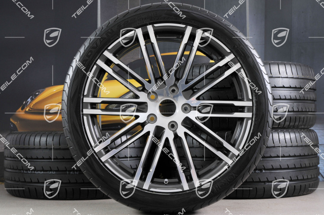 21-inch summer wheels set Turbo III, rims 10J x 21 ET50 + NEW Yokohama summer tyres 295/35 R21, with TPMS