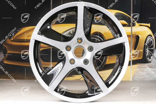 20-inch Cayenne SportTechno wheel set, front 9-inch + rear 10-inch, silver + black high gloss