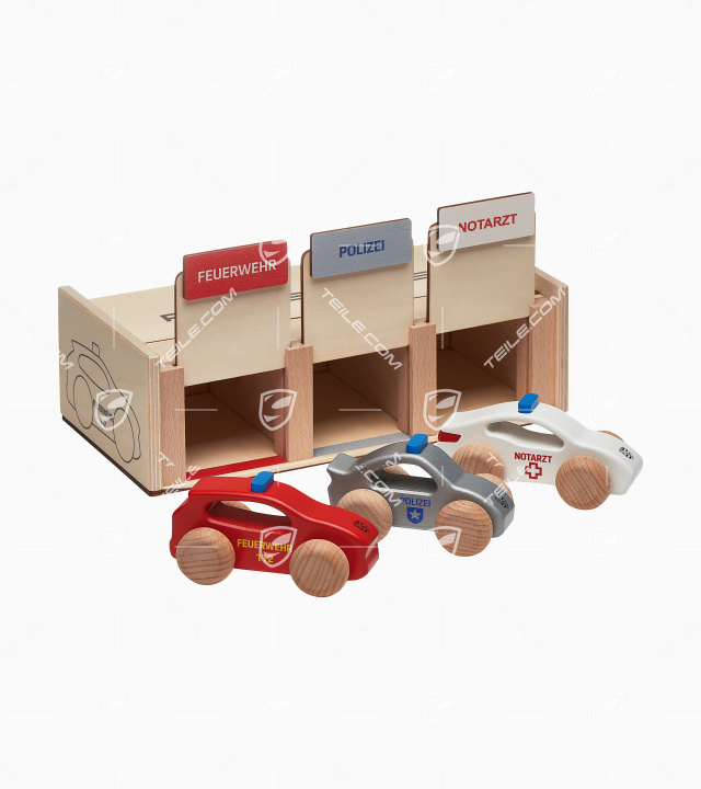 Utility Vehicle Set, Wood, blue, red, white, natural